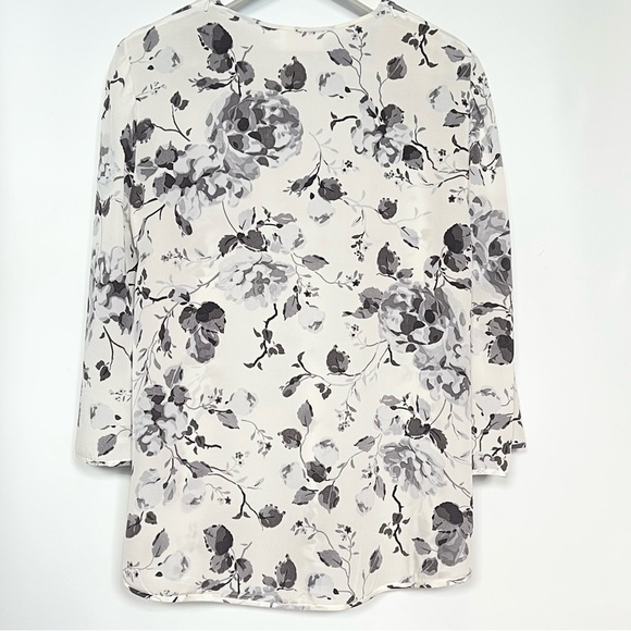 ZIMMERMAN Silk Gray Floral Blouse Oversized  size 2 Medium - Picture 6 of 9